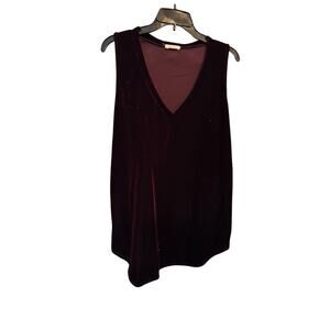 Vintage Adrienne Dark Red Velvet Sleeveless Tank Blouse Large